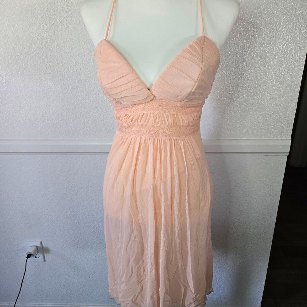 Peachy Pink Babydoll Mini Halter Dress Size Small